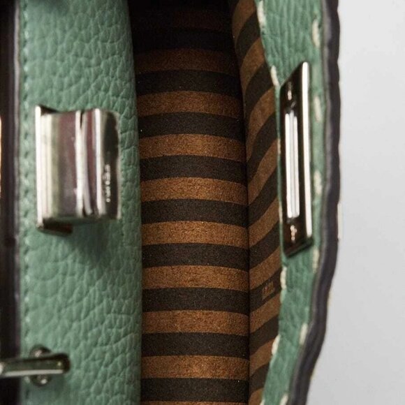 Fendi Menta Pebbled Leather/Snakeskin Nano Peekaboo Maxi Handle Bag - 7AS106 - Picture 11 of 12